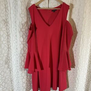 Lane Bryant Pink Berry Cold Shoulder Bell Sleeve Sheath Dress Size 20